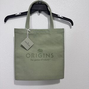 ORIGINS Olive Green Thick Canvas Reusable, Eco Friendly, Tote Bag - NWT